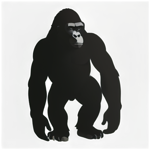 simple black gorilla with a baby gorilla that is the color white, inside it - icon | sticker