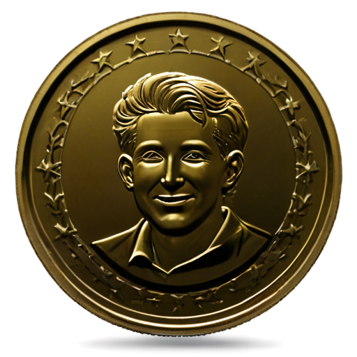 A gold coin with the HF symbols and a smiling gamer face - icon | sticker