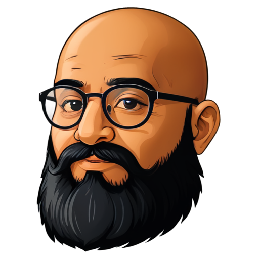 Indian guru bald head with long beard & glasses - icon | sticker