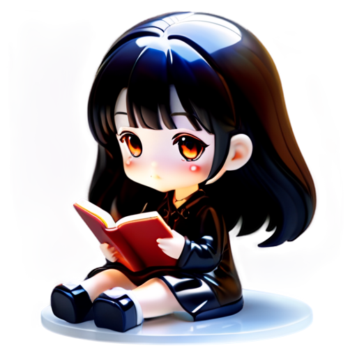 goth anime girl reading book - icon | sticker