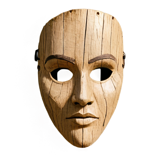 Simple female mask made of tree bark - icon | sticker