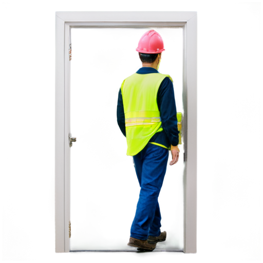 worker walking toward front through door - icon | sticker