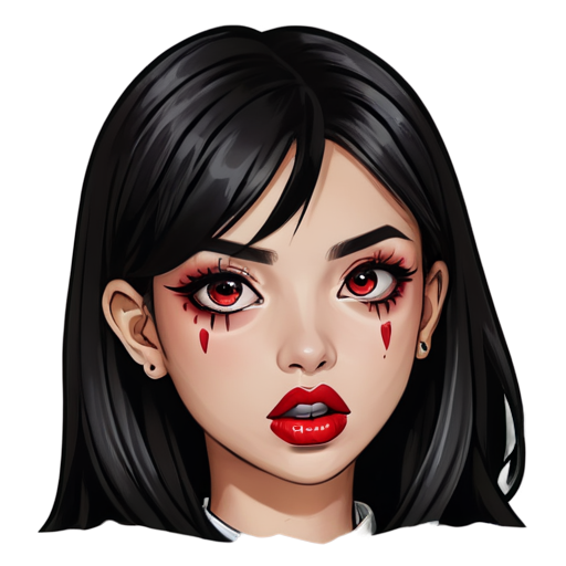 ahegao face girl with passion eyes red lips and messed makeup - icon | sticker