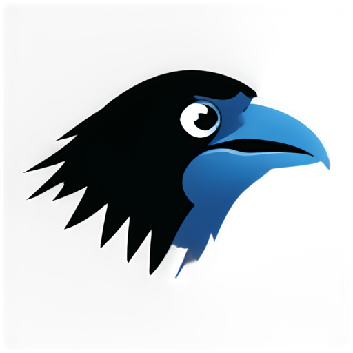 black crow crying of laugh, with a tear of laugh near the eye - icon | sticker