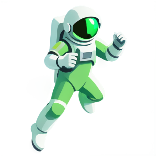 Lunar link, space themed crypto trading bot, astronaut, green accent - icon | sticker