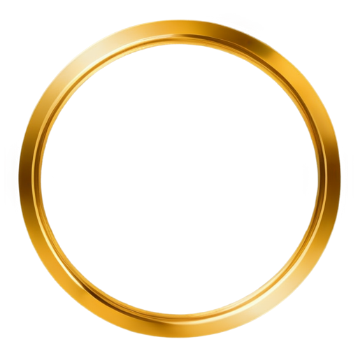 a perfect circle made of a square pipe. a diagonal is drawn in the circle from a square pipe. the thickness of the circle and the diagonal is 10px. color - gold - icon | sticker