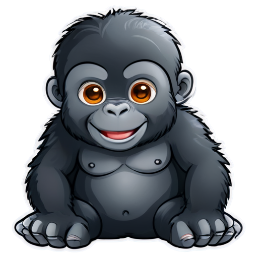 Sticker, Beautiful, kind gorilla, smiling - icon | sticker