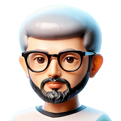 Indian guru bald head with gray goatee & glasses - icon | sticker