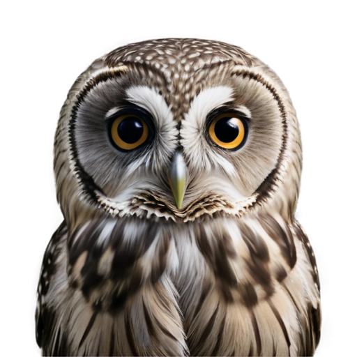 A small owl with large round eyes, a small beak, and tiny wings. Use soft, earthy tones like light browns and grays. - icon | sticker