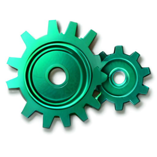 gears icon, emerald, realistic - icon | sticker