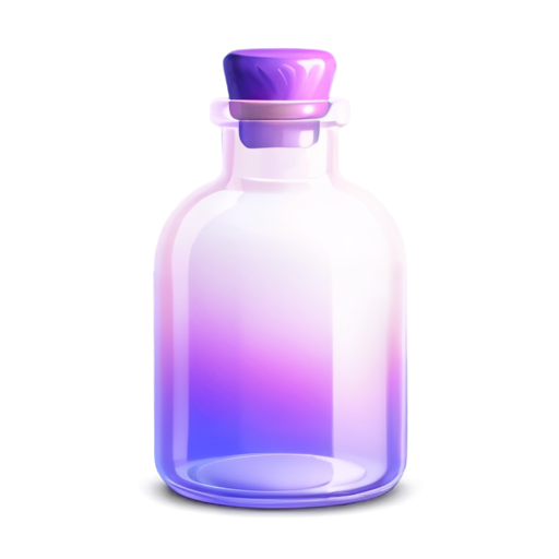 A purple glass bottle with a purple flame inside - icon | sticker