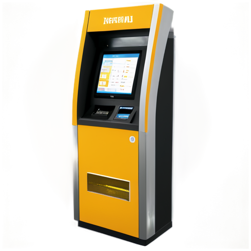 self-service terminal in yellow-orange colors - icon | sticker