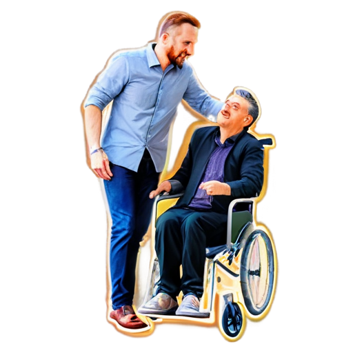 AN İCON A man is shaking a man in a wheelchair - icon | sticker