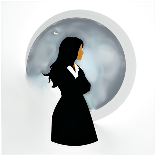 lawyer girl with the moon on background - icon | sticker