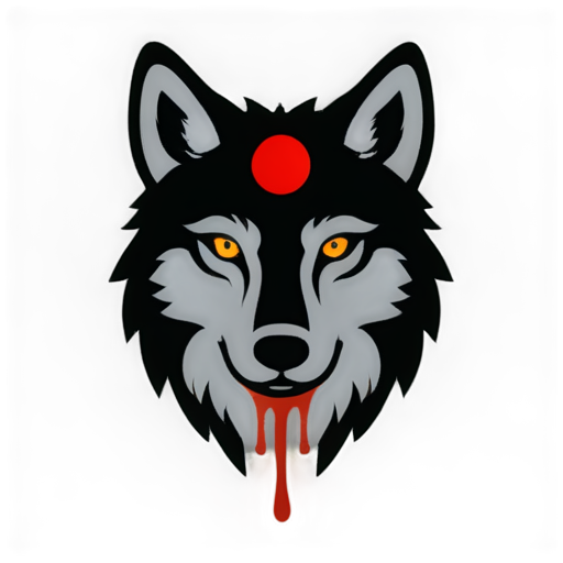 wolf face with blood drop on its maw transparent background simple colors 40k - icon | sticker