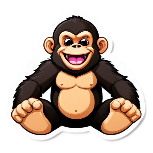 Sticker, Beautiful, kind gorilla, smiling - icon | sticker