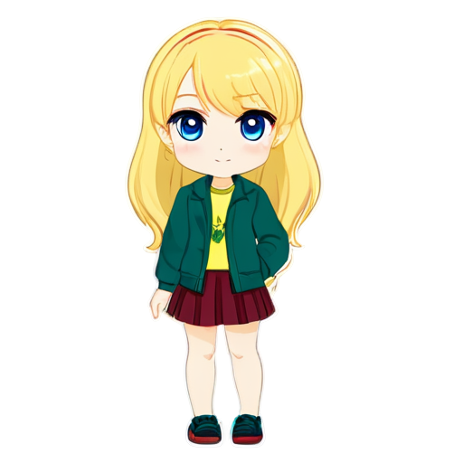 A full-length outfit for a tall, blue-eyed blonde in the following colors: honey, yellow, burgundy, pink, or leaf green. - icon | sticker