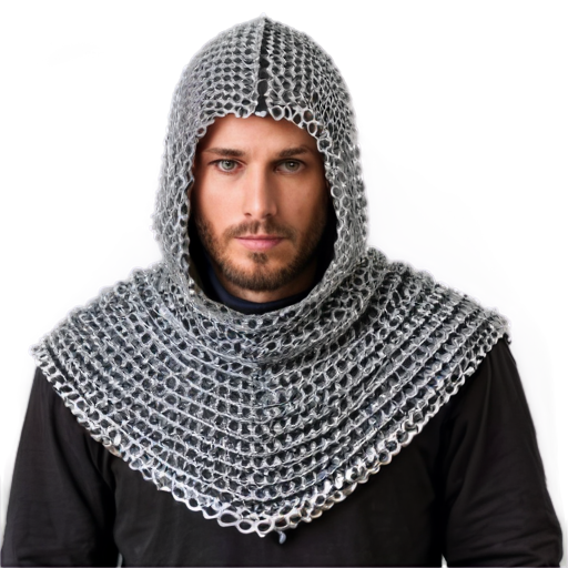 Medieval fantasy chainmail hood, made of steel rings - icon | sticker