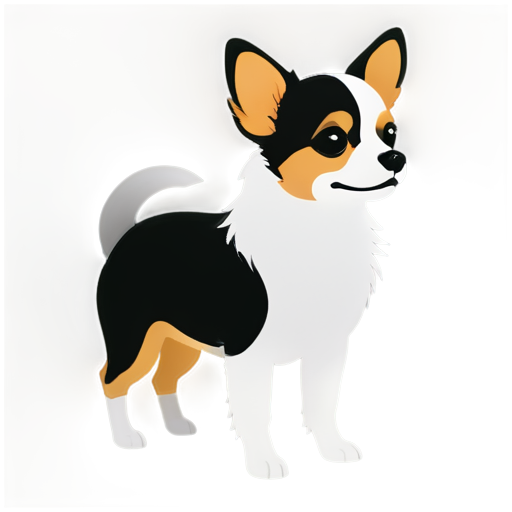 chihuahua black and white color, fluffy - icon | sticker