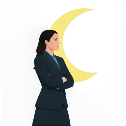 lawyer girl with the moon on background - icon | sticker