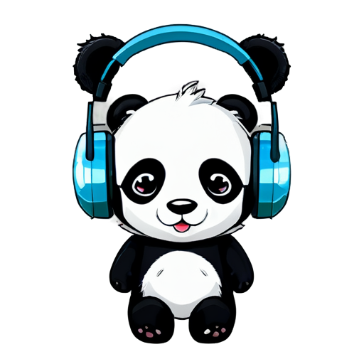 A panda head with headphones - icon | sticker