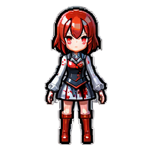 Icon for the mobile gacha game "4096 megapixels" for the guild called "bloodister". The photo should show a beautiful pixel girl covered in blood - icon | sticker