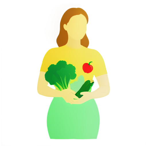 Logo for nutritionist, girl with vegetables - icon | sticker