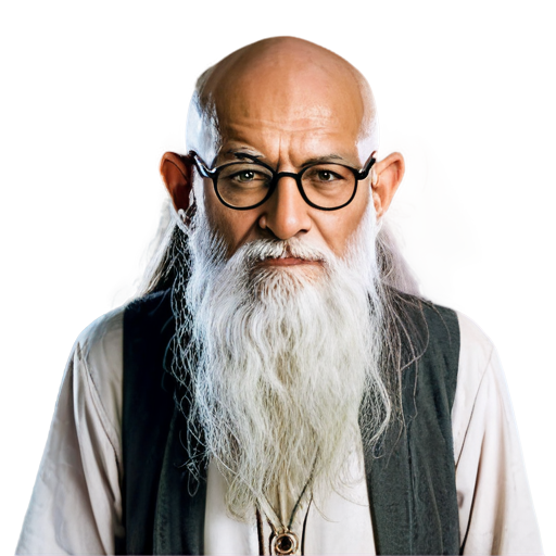 Ghrandalf with a bald head dressed as an indian guru wearing glasses - icon | sticker