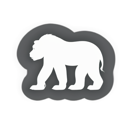 simple black gorilla with another mammal that is the color white, inside it - icon | sticker