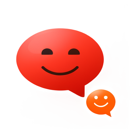 red messenger dialogbox with happy smiling face - icon | sticker