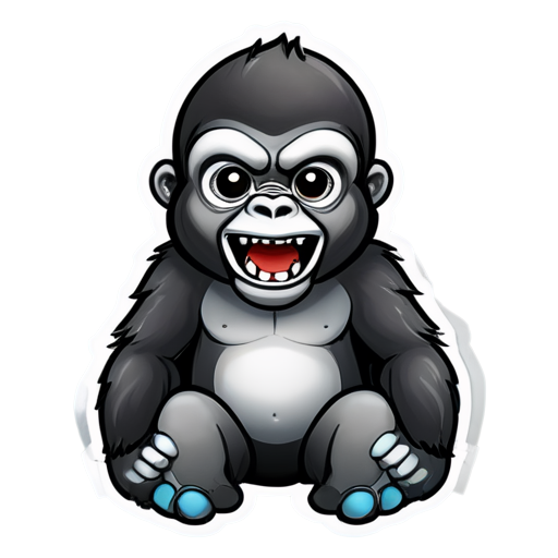 Gorilla with diamond teeth nft style - icon | sticker