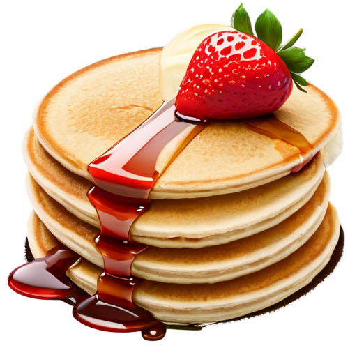 Magic Pancakes with Strawberry Cut in Half - icon | sticker