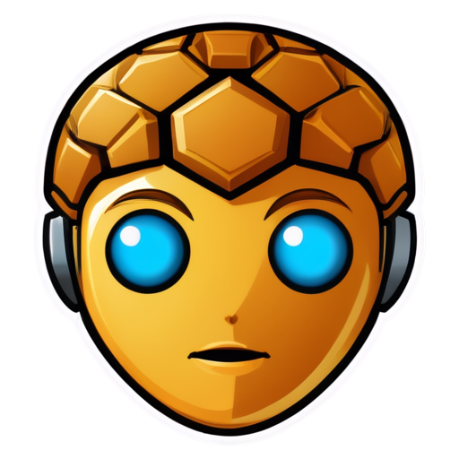 A cute robot's head, with a top brain made of nuts - icon | sticker