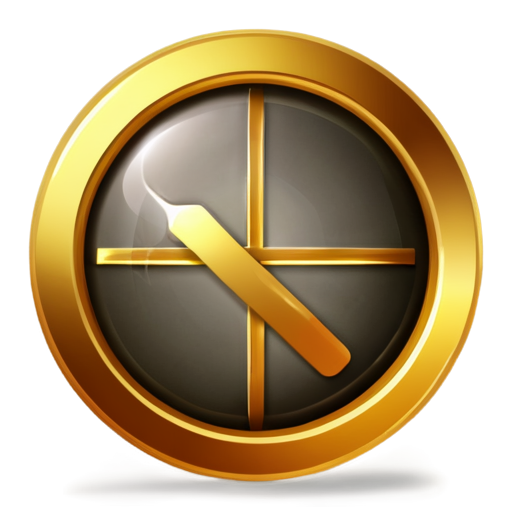 a golden round icon on a transparent background indicating a ban. the icon inside must be transparent - icon | sticker