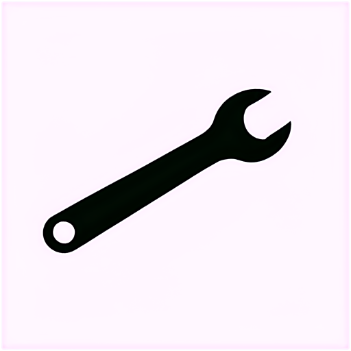 spanner, simple clear logo design, white background, simple background, blue on black, - icon | sticker