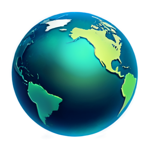 globe icon, internet icon, realistic, emerald and blue-green colors - icon | sticker