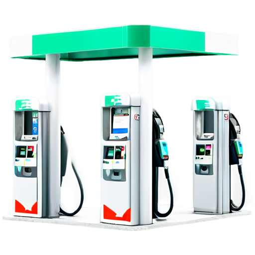 fuel station with self-service terminal with "IBTS" sign - icon | sticker