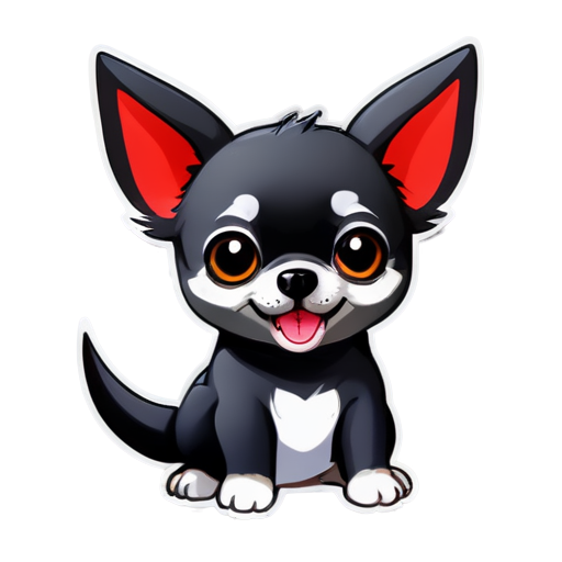 chihuahua black and white color, fluffy In a shark costume - icon | sticker