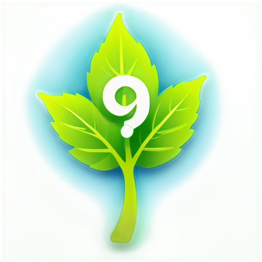 An icon for the FAQ section in the BEO cryptocurrency project, combining eco-friendly and innovative elements. The design features a glowing question mark stylized as a green leaf or a sapling, symbolizing clarity and growth. The background is a gradient of soft green and blue, emphasizing nature and technology." - icon | sticker