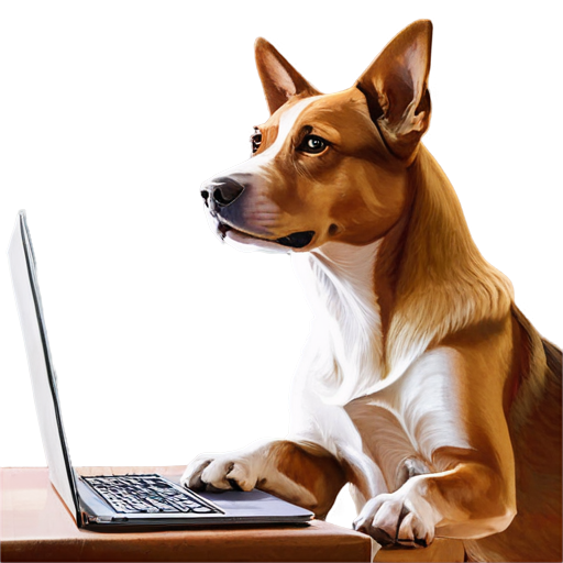 A dog doing design in front of a computer. - icon | sticker