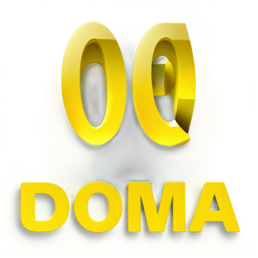 Generate icon with the phrase "DOM QA" in yellow style. Both words in different colors - icon | sticker