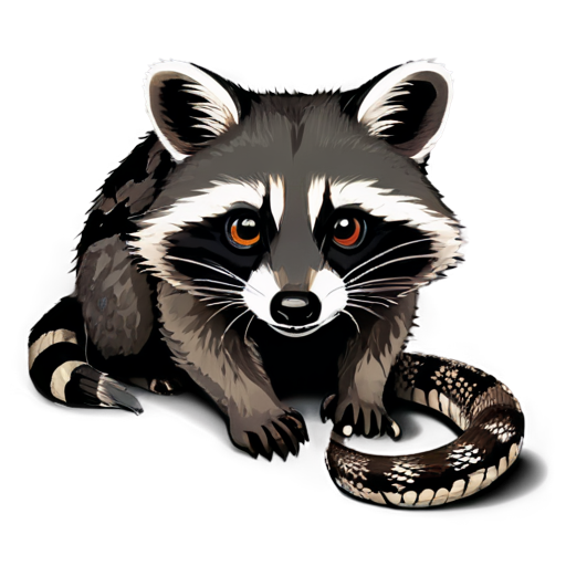 Raccoon with snake eyes, games, play, rgb - icon | sticker