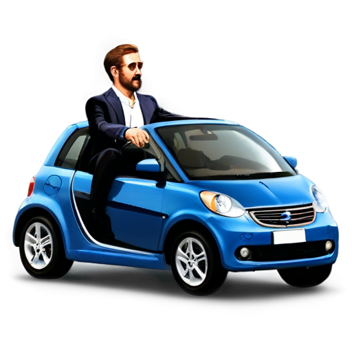 Draw Ryan Gosling riding a car - icon | sticker