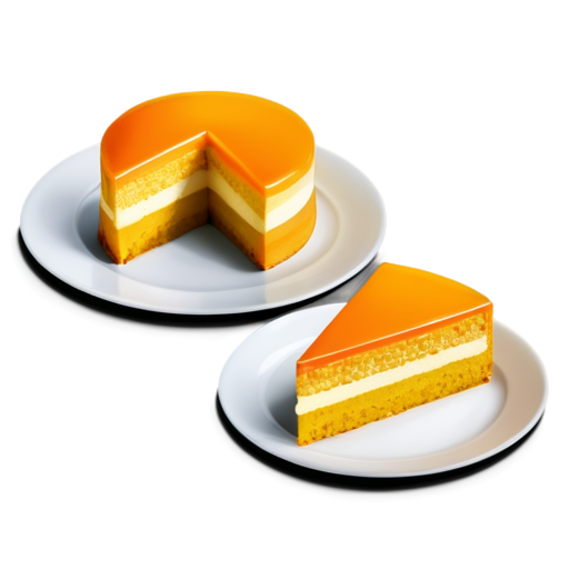 cake on a plate and coffee in a glass next to the plate in yellow-orange colors - icon | sticker