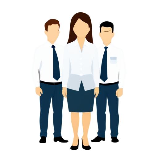 The icon should have a clean, modern style, without cartoonish elements. Include: 1 Manager icon featuring a woman with several men standing behind her - icon | sticker