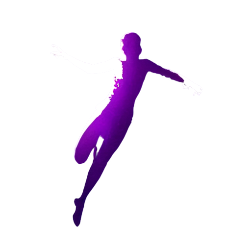 Logo mystical, purple shades, white background, human jump, minimalism - icon | sticker