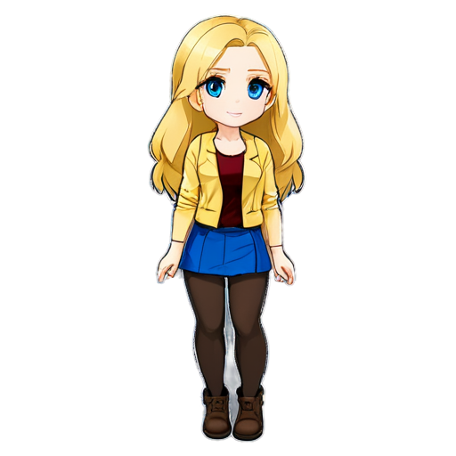 A full-length outfit for a tall, blue-eyed blonde in the following colors: honey, yellow, burgundy, pink, or leaf green. - icon | sticker