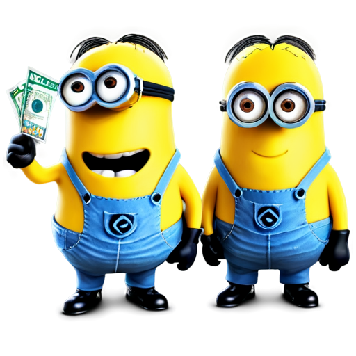 from the Despicable Me Minion comedy - draw 2 Minions that nagotiate a money deal - icon | sticker