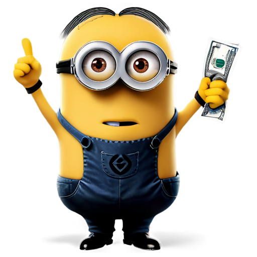 from the Despicable Me Minion comedy - draw 2 Minions that nagotiate a money deal. Facing one another. With money in the hand - icon | sticker