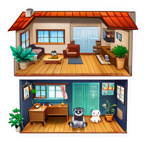 The way animals are gathered inside the house - icon | sticker